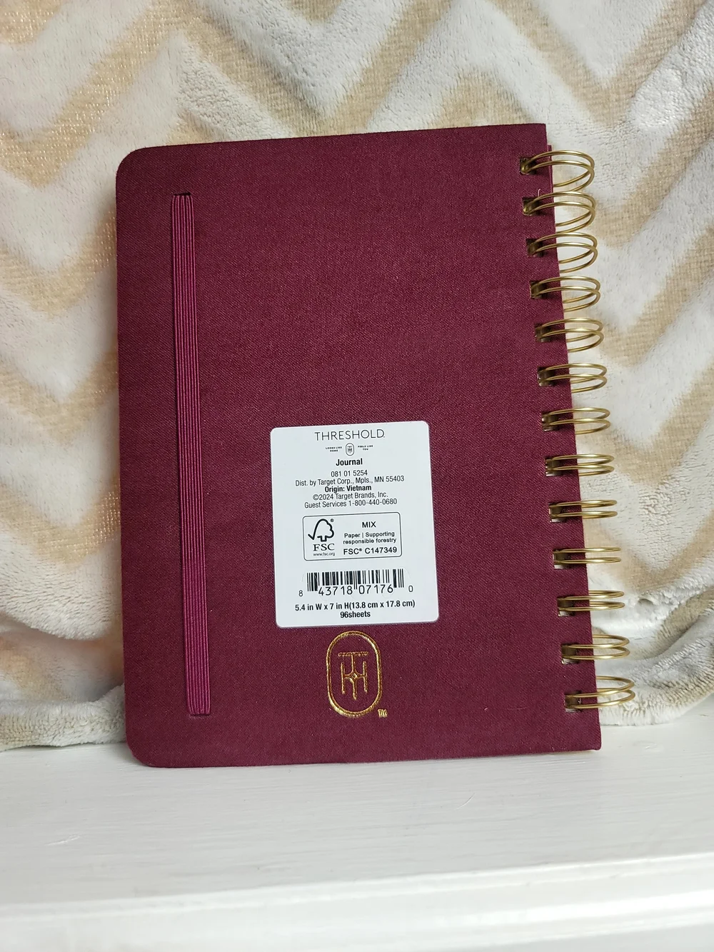 Threshold Burgundy Spiral Notebook with Gold Floral Accent